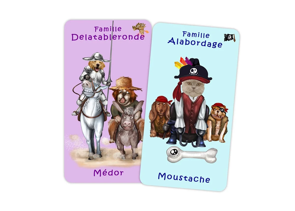 Jeu 7 familles personnalisé avec des animaux (chat/chien)