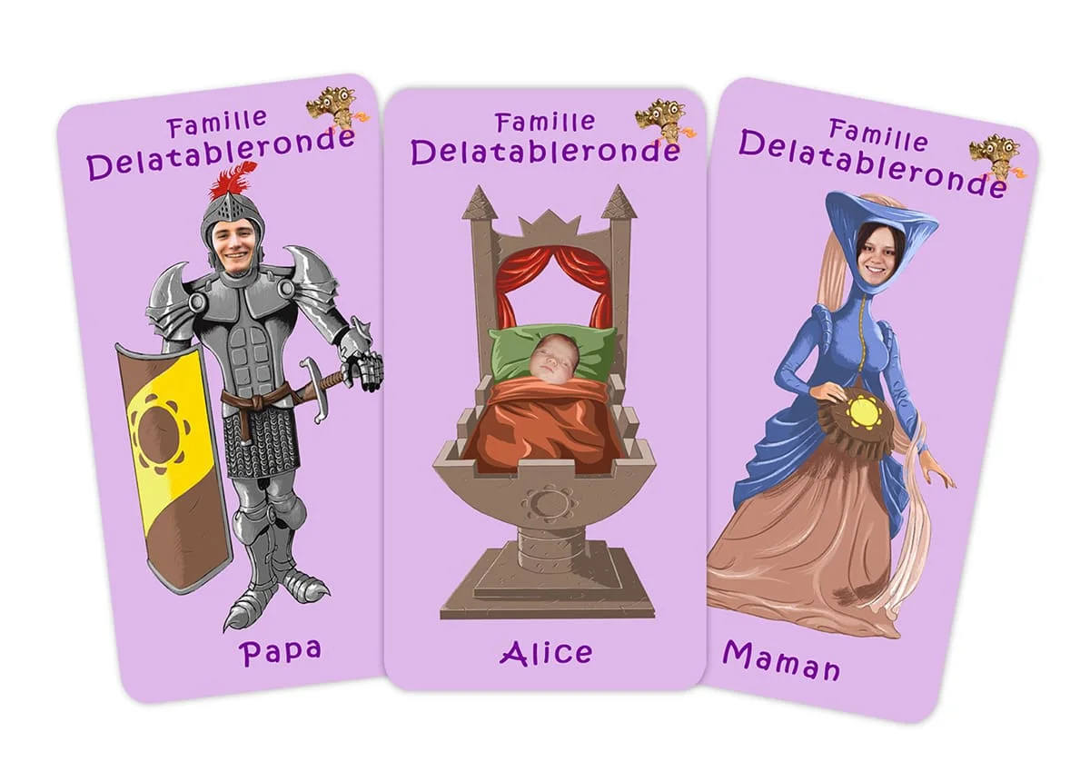 Carte personnalisée pour un nouveau-né dans le jeu de 7 familles