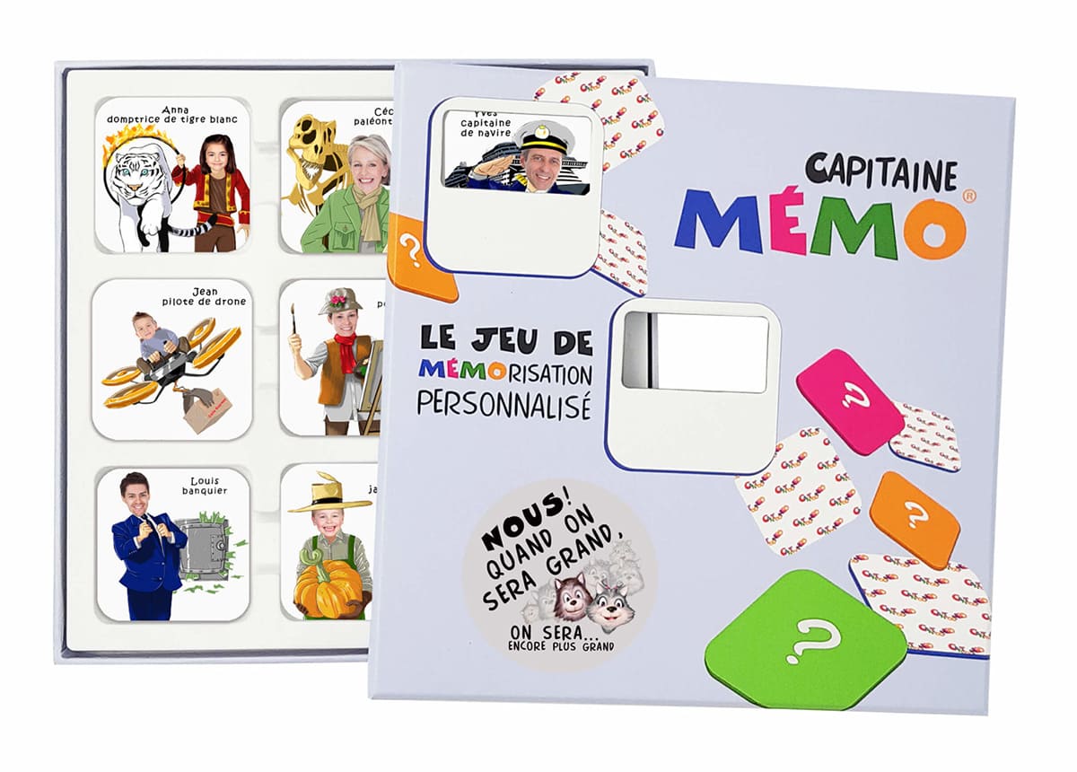 cartes de mémory personnalisées avec les têtes de toute la famille