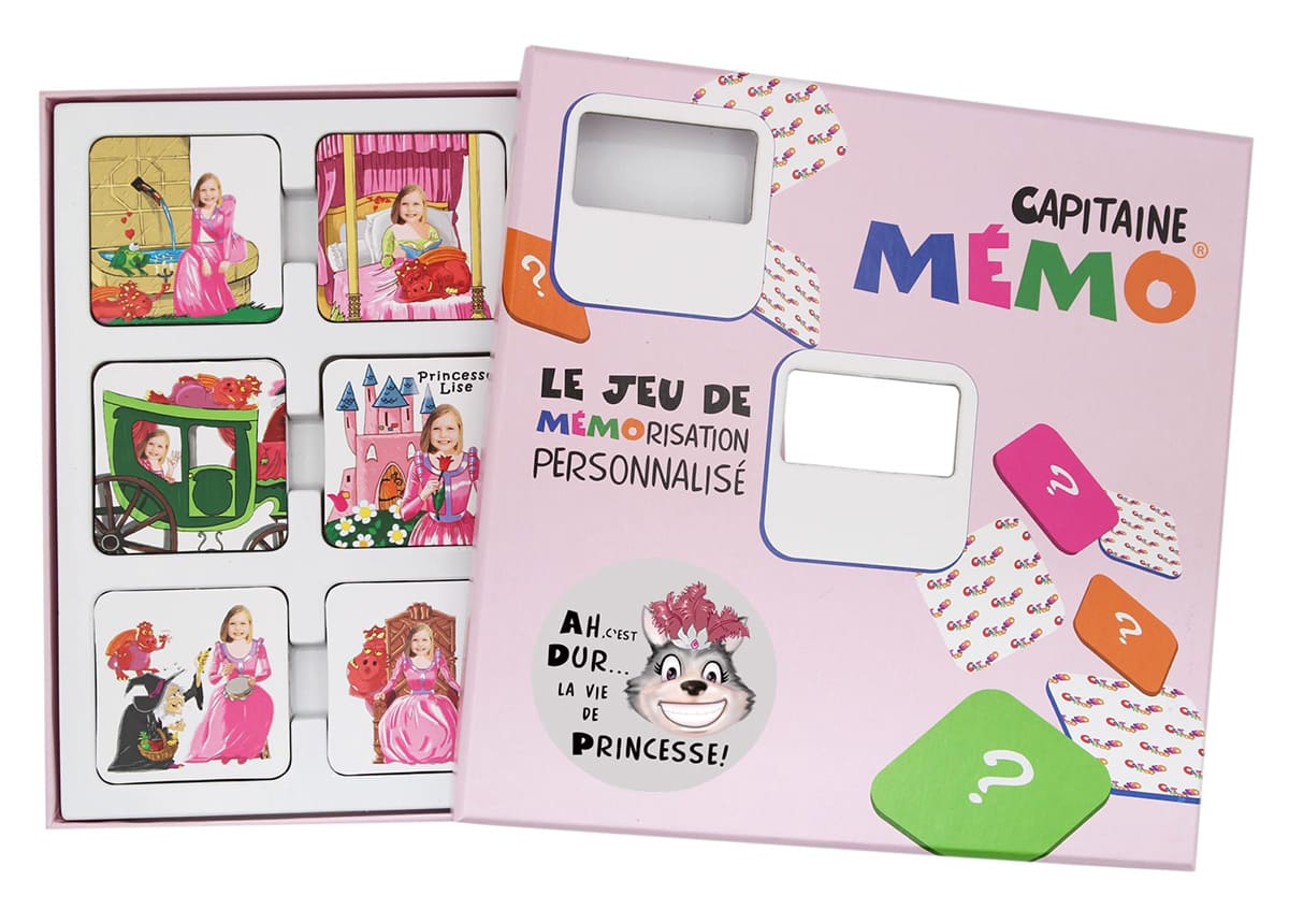Boite ouverte du jeu de mémory princesse