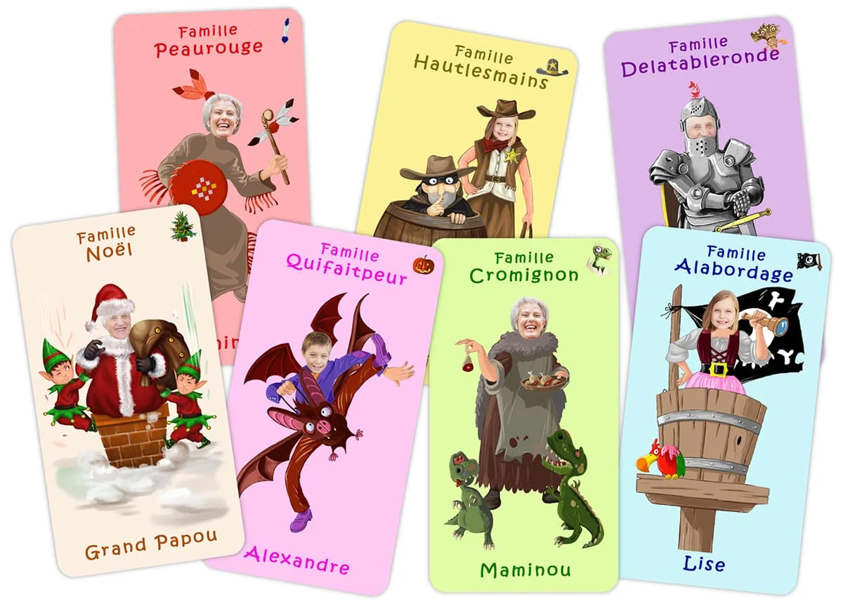 Jeu de 7 familles personnalisé avec des photos. Joyeux Noël